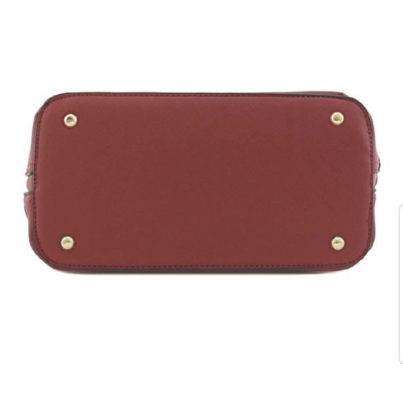 Zip-Around Dome Satchel Red/Wine Color - Picture 3 of 4